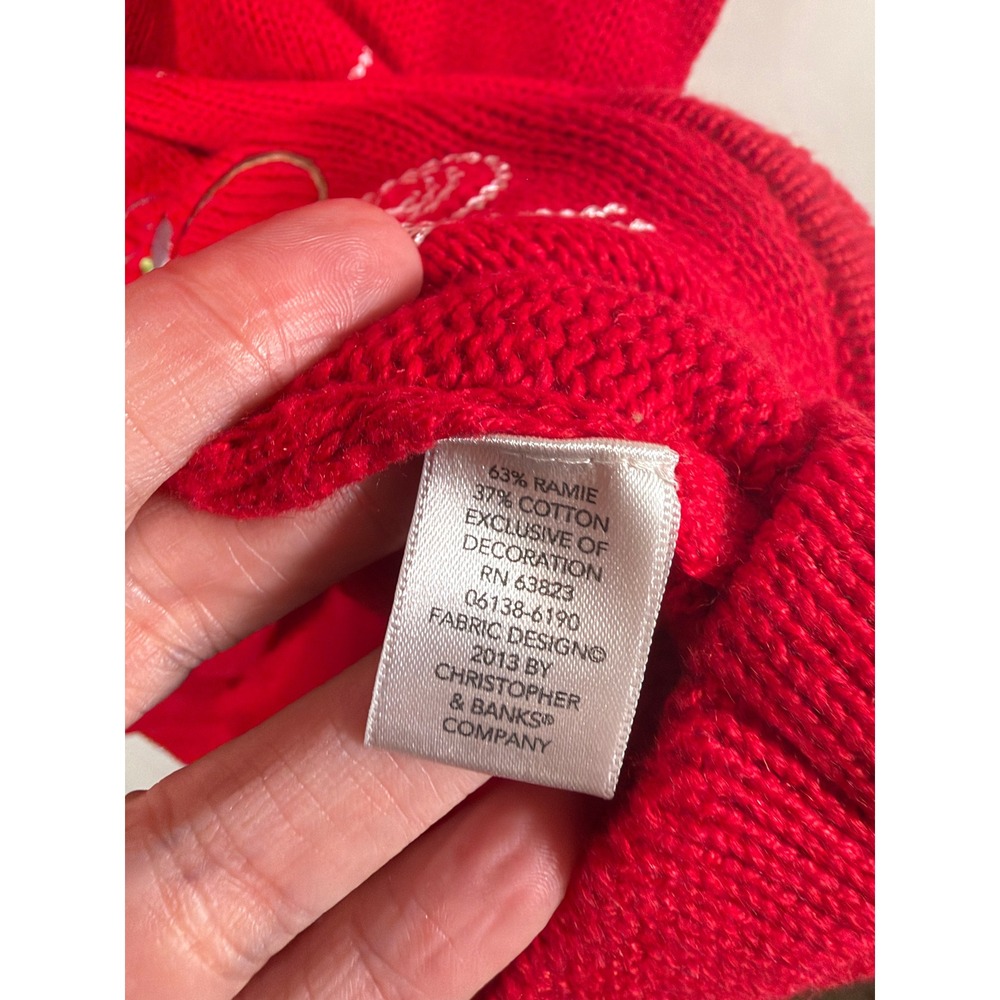 Christopher & Banks Sweate Vest XL Red Ugly Christmas Snowman Zip Up - Picture 6 of 9